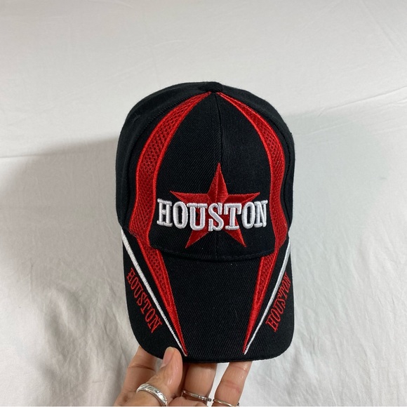 Houston Baseball Cap Black Red Ball Cap Unisex Hat Embroidered Red Star … - Picture 5 of 6